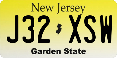 NJ license plate J32XSW