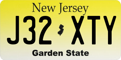 NJ license plate J32XTY