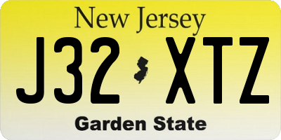 NJ license plate J32XTZ