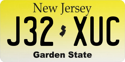 NJ license plate J32XUC
