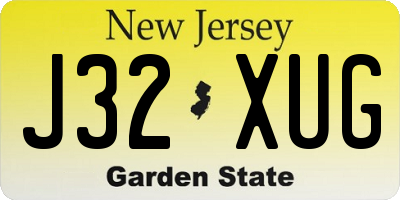 NJ license plate J32XUG
