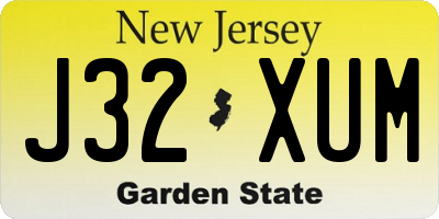 NJ license plate J32XUM