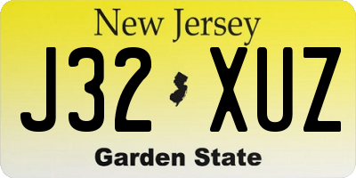 NJ license plate J32XUZ