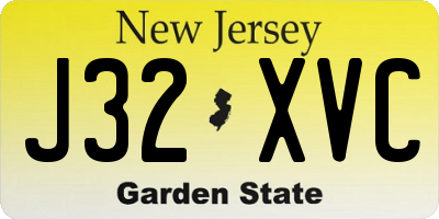 NJ license plate J32XVC