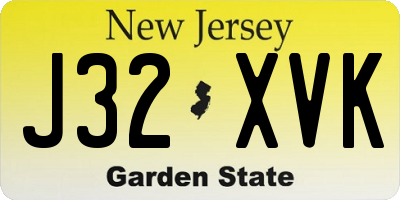 NJ license plate J32XVK