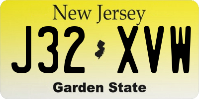 NJ license plate J32XVW