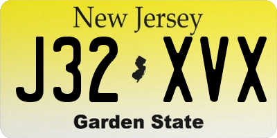 NJ license plate J32XVX