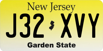 NJ license plate J32XVY