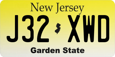 NJ license plate J32XWD
