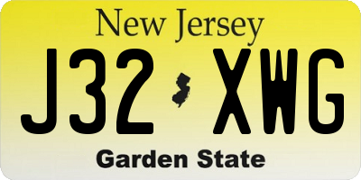 NJ license plate J32XWG