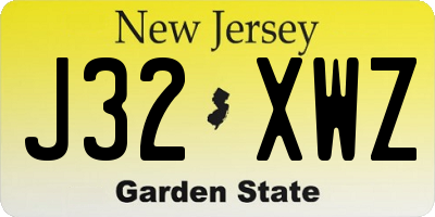 NJ license plate J32XWZ