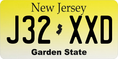 NJ license plate J32XXD