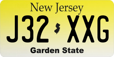 NJ license plate J32XXG