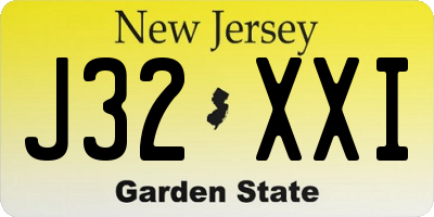 NJ license plate J32XXI