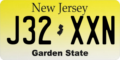 NJ license plate J32XXN