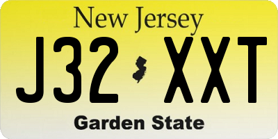 NJ license plate J32XXT