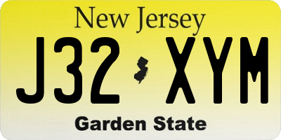 NJ license plate J32XYM