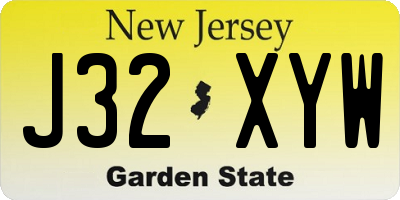 NJ license plate J32XYW