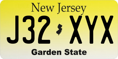 NJ license plate J32XYX