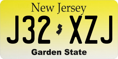 NJ license plate J32XZJ