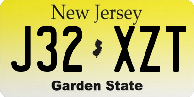 NJ license plate J32XZT