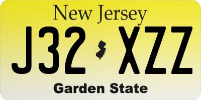 NJ license plate J32XZZ