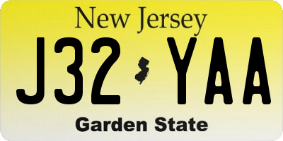 NJ license plate J32YAA