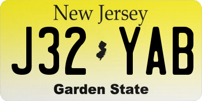 NJ license plate J32YAB