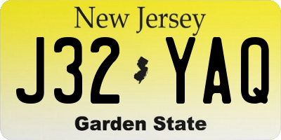 NJ license plate J32YAQ