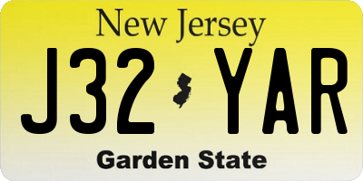 NJ license plate J32YAR