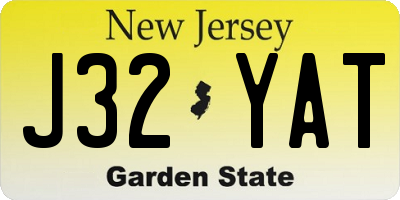 NJ license plate J32YAT