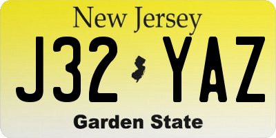 NJ license plate J32YAZ