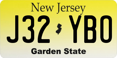 NJ license plate J32YBO