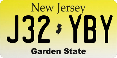 NJ license plate J32YBY