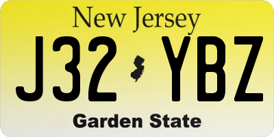 NJ license plate J32YBZ