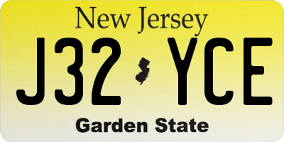 NJ license plate J32YCE