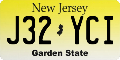 NJ license plate J32YCI