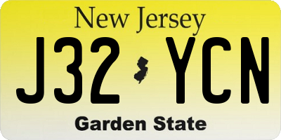 NJ license plate J32YCN