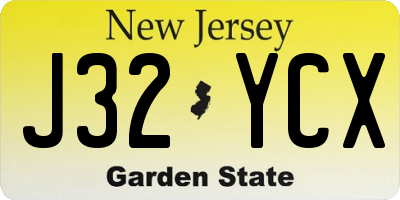 NJ license plate J32YCX