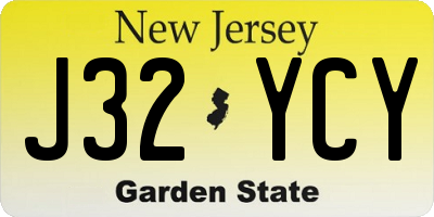 NJ license plate J32YCY