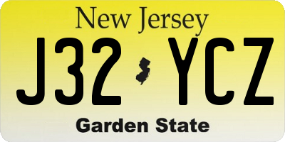 NJ license plate J32YCZ
