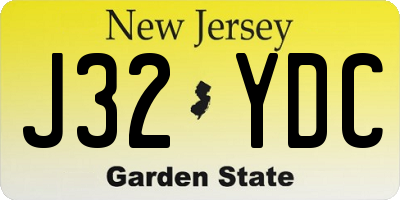 NJ license plate J32YDC