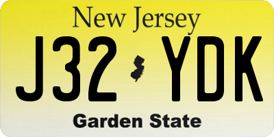 NJ license plate J32YDK