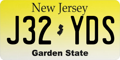 NJ license plate J32YDS