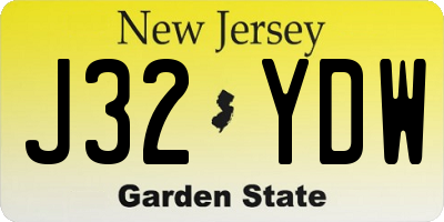 NJ license plate J32YDW