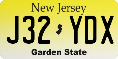 NJ license plate J32YDX