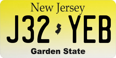 NJ license plate J32YEB