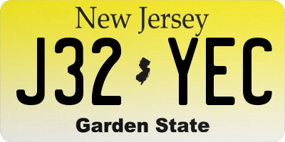 NJ license plate J32YEC