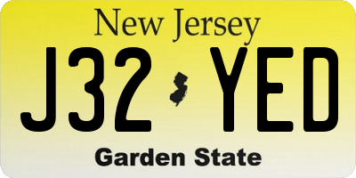 NJ license plate J32YED