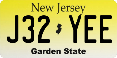 NJ license plate J32YEE